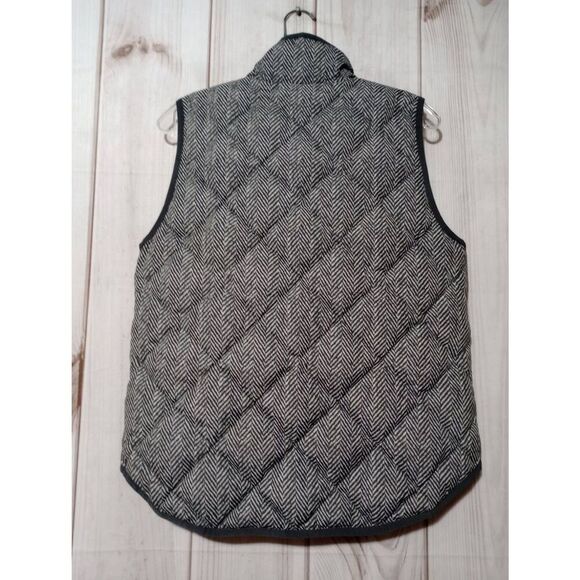 J Crew Vest Ladies‎ Medium Gray Herringbone Puffer Down Filled - Picture 2 of 7
